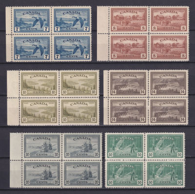 Канада 1946-1947 mnh SG 112&pound;+++ серия без одной концовки в квартблоках