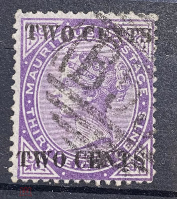 Британский Маврикий 1891 г. ДВОЙНАЯ НАДПЕЧАТКА Scott $260. Британские колонии, Маврикий 1891 г. 