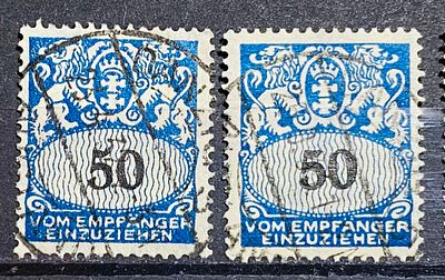 Данциг 1923 Порто 50пф Жирные цифры