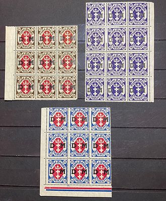 Данциг 1921-23 officials ** Три номинала блоки кат 165 евро один надорван по перфорации