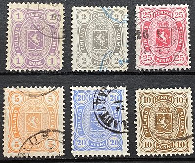 Россия почта в Финляндии 1881 серия кат Скотт $125