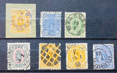 Россия почта в Финляндии 1870-80-е гг Подборка идеальных гашений