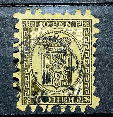 Россия почта в Финляндии 1860-е гг 10п Скотт $350 малозаметное утончение