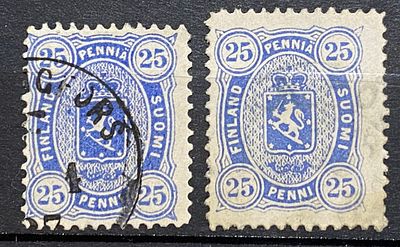 Русская Финляндия 1885 25п Отскок перфорации "Большая марка"