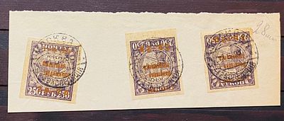 РСФСР 1923 Филателия трудящимся 3шт вырезка