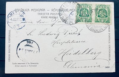 Мексика 1909 Открытка в Европу