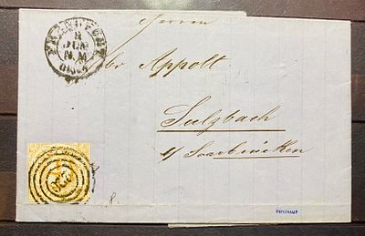 Турн и Таксис 1862 9 кр на письме кат Mi 60 евро