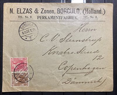 Нидерланды 1907 Рекламный конверт в Данию