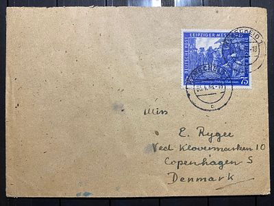 Германия Брит зона оккупации 1948 Конверт в Данию