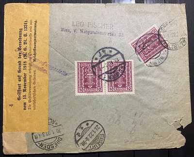 Австрия 1922 конверт в Германию с цензурой