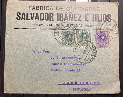 Испания 1914 Рекламный конверт в Копенгаген