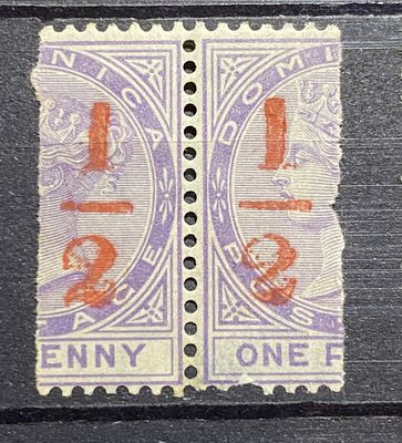 Доминика 1882 надпеч пара * кат $70+++ тонкое место