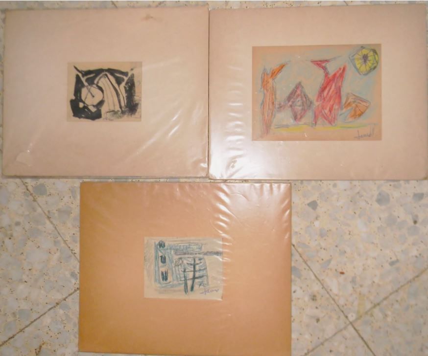 3 ORIGINAL PAINT PICTURES OF Marcel Janco WITH SIGNATURE
