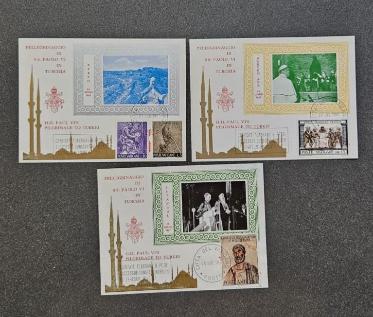 3 TURKEY SOUVENIT CARDS " 1967- S SPAO;O VI IN TURCHIA"