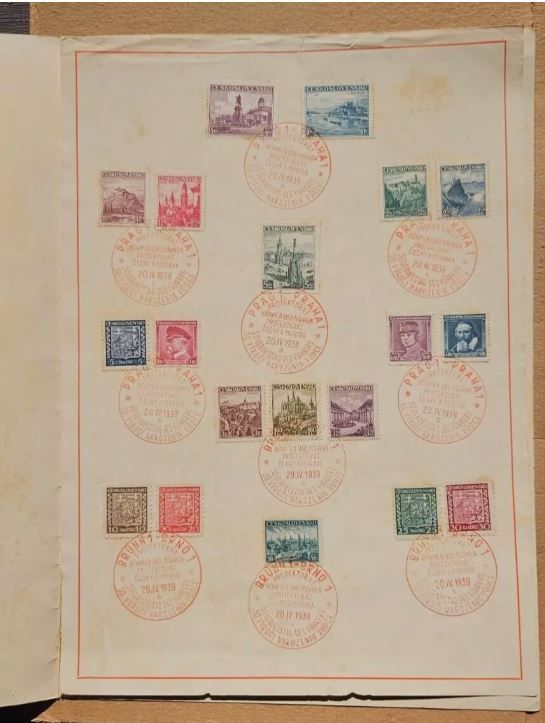 THE DAY OF THE CAPTURE OF PRAGUE BY GERMANY POST CARD ISSUE + STAMPS 1939