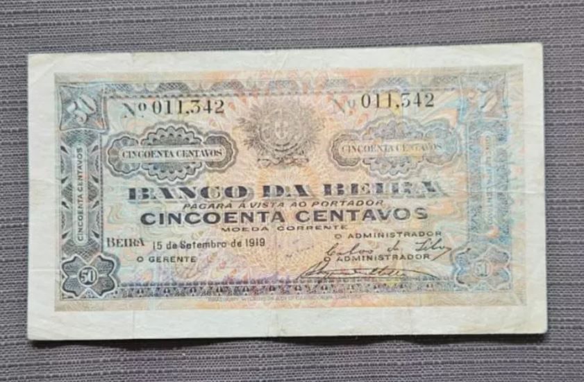 MOZAMBIQUE BANKNOTE 50 CENTAVOS 1919