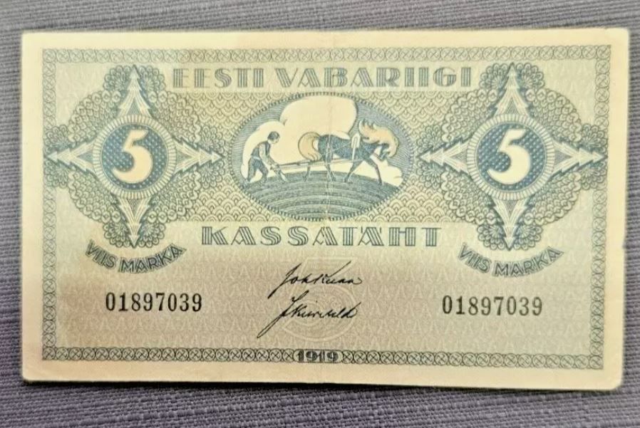 ESTONIA BANKNOTE 5 MARKA 1 919 UNC -AU