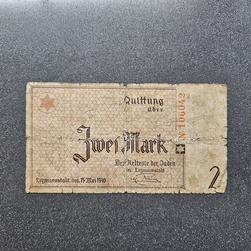 Poland WWII USED Litzmannstadt Lodz Ghetto, 2 MARK, 1940 BANKNOTE
. Poland WWII USED 