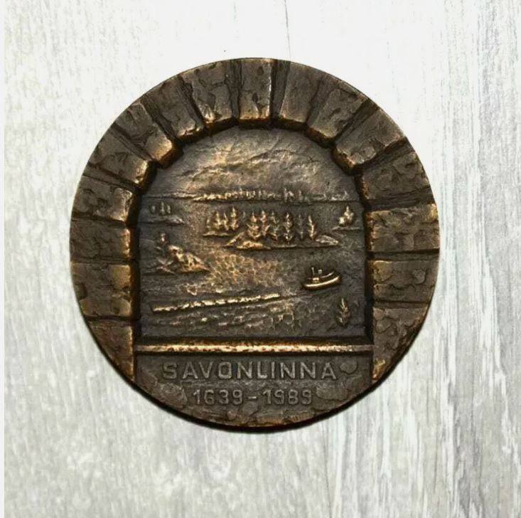 FINLAND 1989 Savonlinna 350th Anniversary BRONZE MEDAL 80mm + BOX
