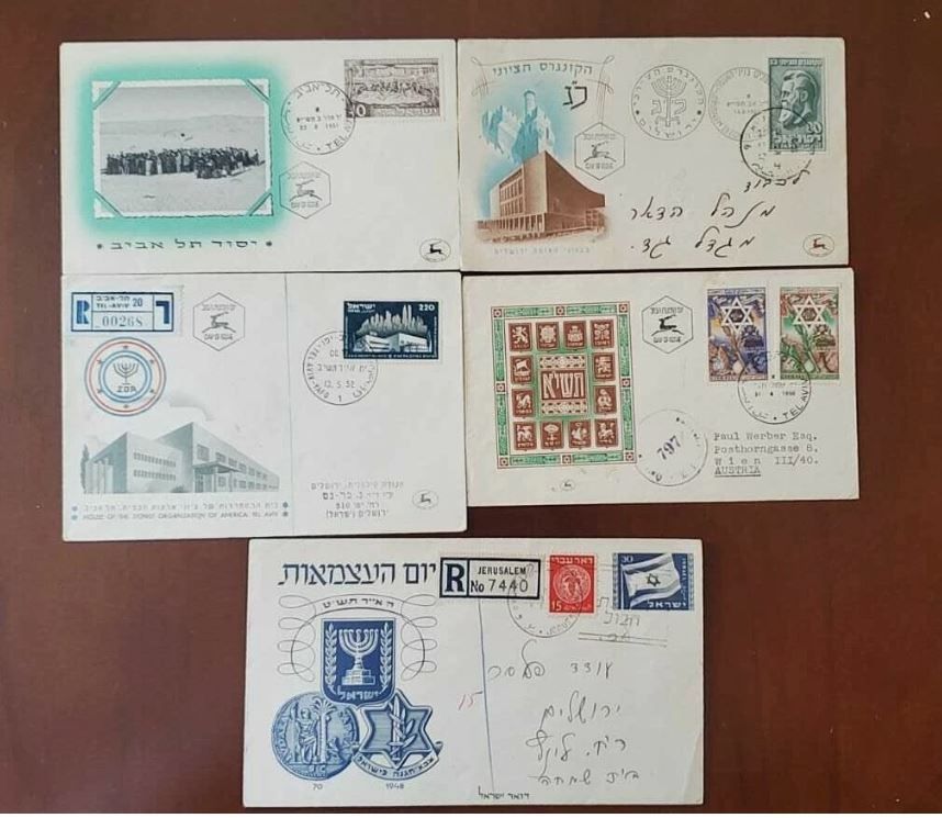 5 ISRAEL FDC COVERS, 1949-1952 YEARS