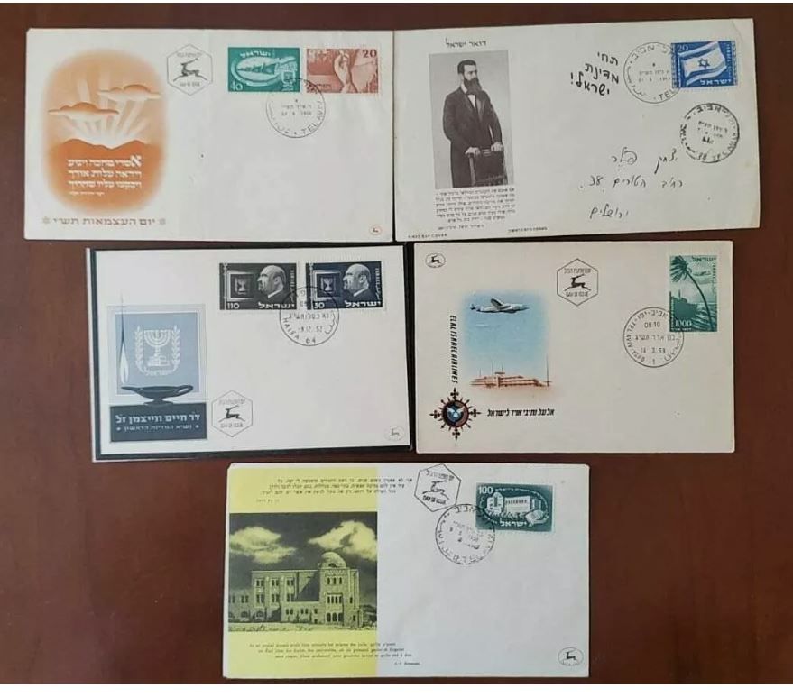 5 ISRAEL FDC COVERS, 1949-1953 YEARS