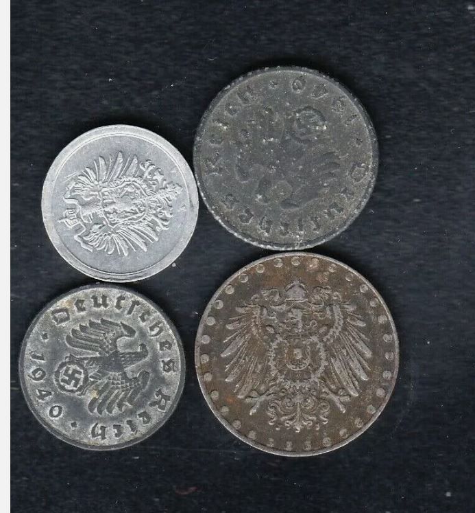 4 GERMANY COINS, 10 PFENNING 1916,5 /1 PFENING 1940