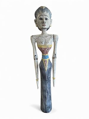 Large Japanese Wedding Processional Figure, early to mid-20th century. A tall Japanese carved 