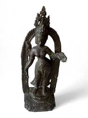 Himalayan or Nepalese Cast Bronze Figure of Tara, 20th Century. Finely cast bronze figure of 