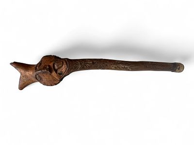 African Carved Wooden Ceremonial Club. Finely hand-carved African wooden ceremonial club 