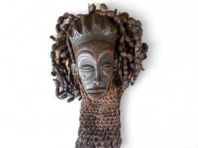 African Carved Tribal Mask, Chokwe People, Angola, mid-20th century. Finely carved wooden mask 