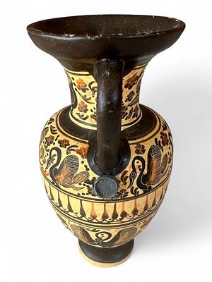 Greek Black-Figure Amphora, Reproduction of Corinthian Form. Decorative reproduction amphora 