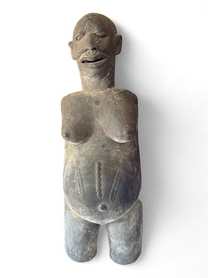 East African Makonde Carved Wood Female Figure, Tanzania/Mozambique, Mid-20th Century. A 