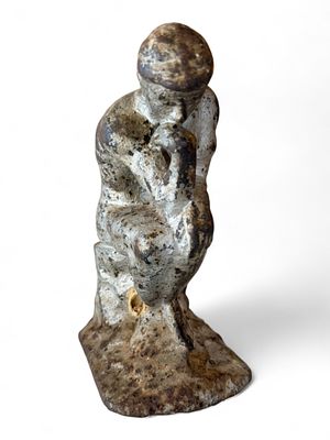 Small Cast Metal Figure of The Thinker, Early 20th Century. A compact cast-metal study after 