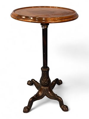 Cast Iron and Walnut Adjustable Smoking or Side Table, late 19th century. Charming late 