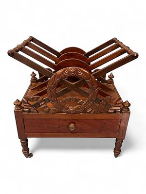Carved Mahogany Canterbury, Mid-19th Century. Mid-19th century carved mahogany canterbury 