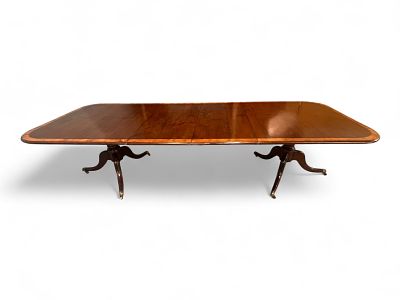 Mahogany Double-Pedestal Dining Table with Leaves, Attr. to Baker Furniture Co., Early 20th Century