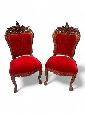 Pair of Carved Eagle-Back Side Chairs, Attributed to George J. Henkel & Co., New York, c. 1880. S 