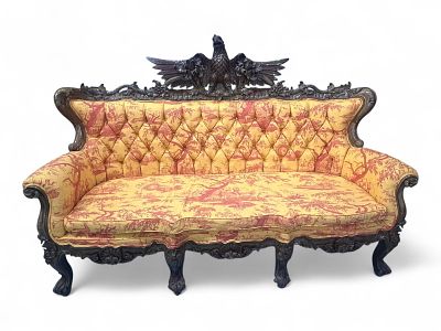 Monumental Carved Eagle-Back Sofa, Attributed to George J. Henkel & Co., New York, c. 1880. Magni 