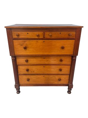 American Cherry & Maple Two-Tone Empire Chest of Drawers, Circa 1840. A handsome American Empire 