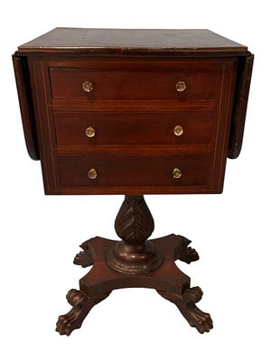 Classical Mahogany Work Table with Drop Leaves, Circa 1840. An attractive Classical period 