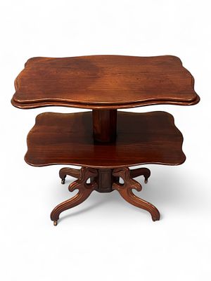 Victorian Mahogany Three-Tier Whatnot, Circa 1870. A graceful Victorian three-tier whatnot in 