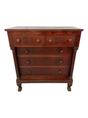 Empire Mahogany Chest of Drawers, Circa 1840. A handsome Empire-period mahogany chest featuring 