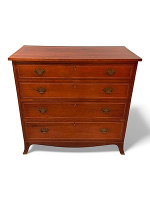 Hepplewhite Cherry Inlaid Chest of Drawers, Early 19th Century, Southern (Pelham Estate). A fine 