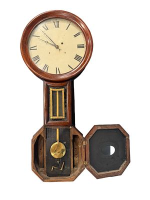 American Mahogany Banjo Wall Clock, 19th Century. Handsome American banjo-form wall clock in 