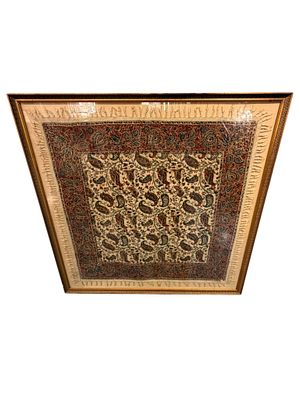 Kashmir Crewelwork Framed Textile, Early 20th Century. A finely worked Kashmiri crewel 