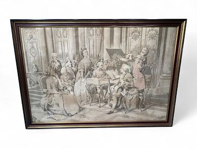 Large Woven Classical Interior Tapestry, After B. Marchetti, 20th Century. A grand-scale woven 