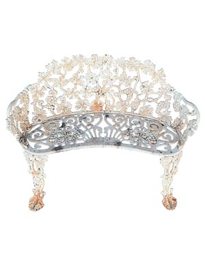 Cast Iron Garden Bench in the Grape and Vine Pattern, Late 19th Century. A charming cast iron 