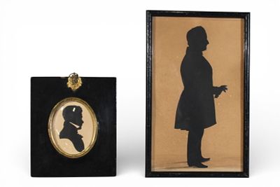 Two 19th Century Framed Silhouette Portraits, attr. Augustin Edouart. American or European, 19th 
