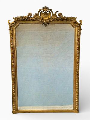 Victorian Giltwood Overmantel Mirror. Impressive Victorian giltwood overmantel mirror, the 