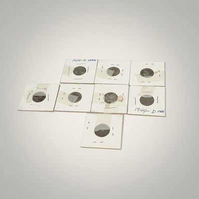 Seven (7) 1944 Lincoln Wheat Cents ? Including Multiple 1944-D Issues. Group of seven 1944 